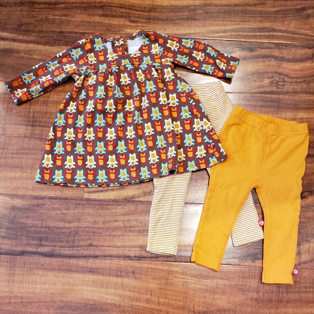 Zutano EUC 6-12 months teddy bear dress and matching leggings (2)